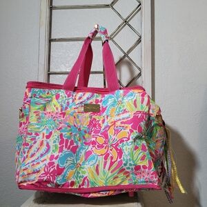Lilly Pulitzer Isolated Multicolored Floral Beach Cooler with Gold Hardware